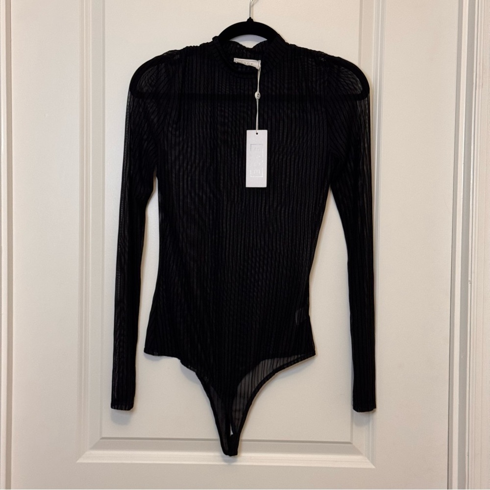 Sage Black Sheer Bodysuit